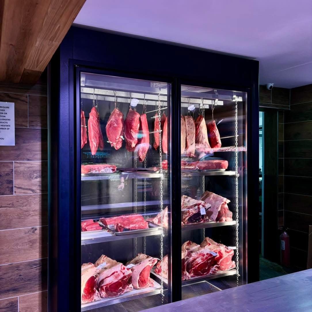Beef maturing in the Dry Ager cabinet